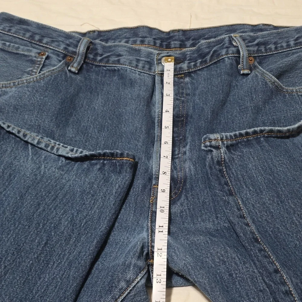 Levis 501 Jeans Mens 42x30 Blue Denim Button Fly Straight Leg Classic Fit Dark‎